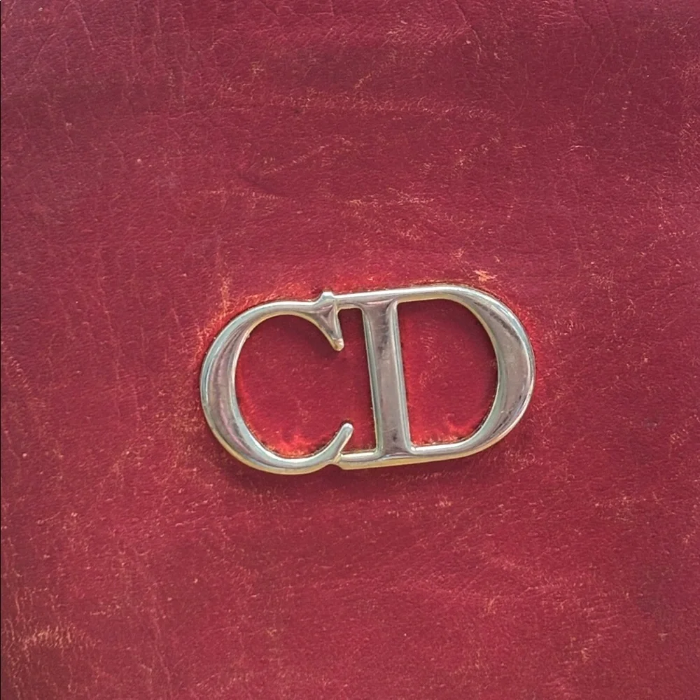 AUTH CHRISTIAN DIOR VINTAGE RED BIFOLD LEATHER WALLET